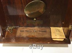 1800s Antique Seth Thomas Wall Clock Winding Key Pre Regulator Wind-Up Pendulum