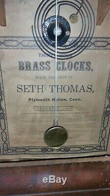 1860's Seth Thomas 30 Hour Brass Clock In Great Working Condition With Key Ogee OG