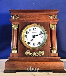 1878 Antique USA SETH THOMAS time & Strike, Clock, 2 Column, walnut Case