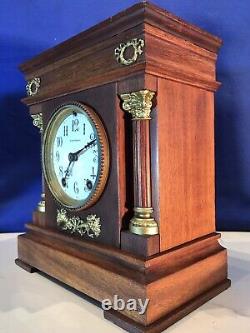 1878 Antique USA SETH THOMAS time & Strike, Clock, 2 Column, walnut Case