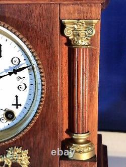 1878 Antique USA SETH THOMAS time & Strike, Clock, 2 Column, walnut Case