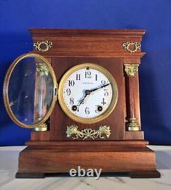 1878 Antique USA SETH THOMAS time & Strike, Clock, 2 Column, walnut Case