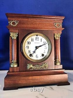 1878 Antique USA SETH THOMAS time & Strike, Clock, 2 Column, walnut Case