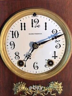 1878 Antique USA SETH THOMAS time & Strike, Clock, 2 Column, walnut Case