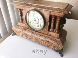 1880 Seth Thomas Adamantine Mantel Clock RARE MARBLE veneer