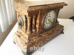 1880 Seth Thomas Adamantine Mantel Clock RARE MARBLE veneer