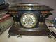 1880 Seth Thomas Adamantine Shelf Mantel Clock Green Orange Black 4 Pillars