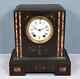 1880's Seth Thomas Marble Inlaid Slate Clock With Key And Pendulum Runs & Chimes