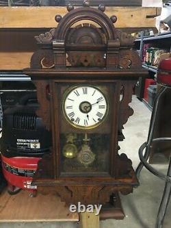 1880s Seth Thomas Eclipse Walnut Wall Clock Works Good