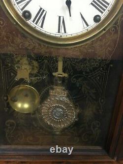 1880s Seth Thomas Eclipse Walnut Wall Clock Works Good