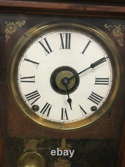 1880s Seth Thomas Eclipse Walnut Wall Clock Works Good