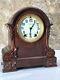 1881 Antique Usa Seth Thomas Striking Clock, Mahogany Case, Porcelain Dial