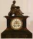 1886 Seth Thomas Open Escapement Black Iron Mantel Clock Withfigural Statue Topper