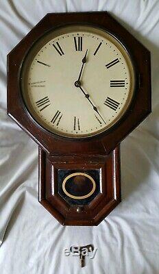 1888 SETH THOMAS WOODEN WALL CLOCK working