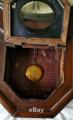 1888 SETH THOMAS WOODEN WALL CLOCK working