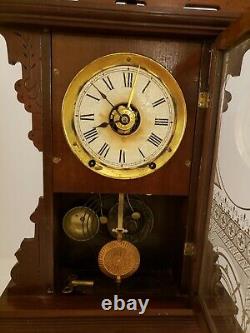 1888 SETH THOMAS Walnut Parlor Alarm Clock with Winward's Pat. Alarm Mechanism