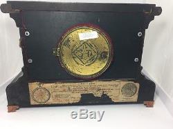 1890's Seth Thomas Label-295a Adamantine Lion Head Mantel Shelf Clock