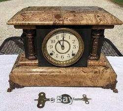1890s Antique Seth Thomas Mantel Clock Working Correctly Butterscotch Adamantine