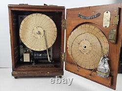 1895 Cased Victorian Mechanical Recording Ammeter Seth Thomas Clockwork Mvmt