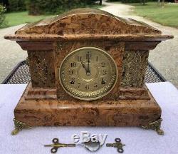 1896 Antique Seth Thomas Mantel Clock Working Correctly Butterscotch Adamantine