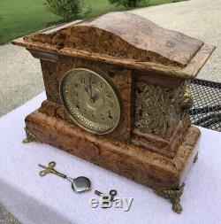 1896 Antique Seth Thomas Mantel Clock Working Correctly Butterscotch Adamantine