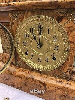 1896 Antique Seth Thomas Mantel Clock Working Correctly Butterscotch Adamantine