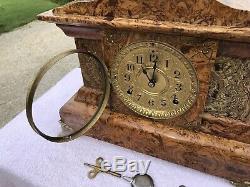 1896 Antique Seth Thomas Mantel Clock Working Correctly Butterscotch Adamantine