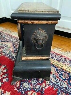 1896 Seth Thomas Adamantine Mantle Clock #102 Marble Gilt Columns lions Works x