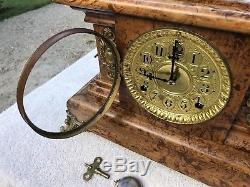 1898 Antique Seth Thomas Mantel Shelf Clock Working Adamantine Butterscotch