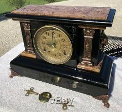1899 Antique Seth Thomas Mantel Shelf Clock Working Correctly Adamantine