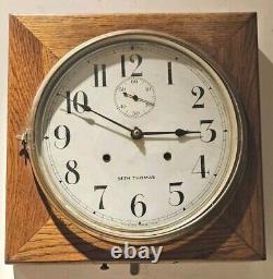 1900 SETH THOMAS Office No. 11 Oak Gallery Lobby 30 Day Oak Regulator Wall Clock