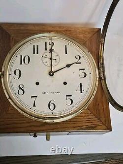 1900 SETH THOMAS Office No. 11 Oak Gallery Lobby 30 Day Oak Regulator Wall Clock