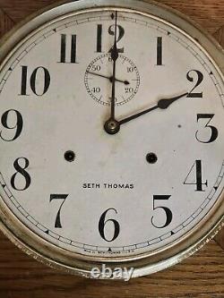 1900 SETH THOMAS Office No. 11 Oak Gallery Lobby 30 Day Oak Regulator Wall Clock