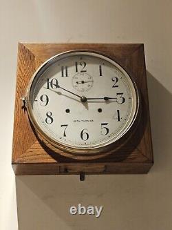 1900 SETH THOMAS Office No. 11 Oak Gallery Lobby 30 Day Oak Regulator Wall Clock