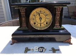 1900's Antique Seth Thomas Mantel Shelf Clock Adamantine Working Magnificently