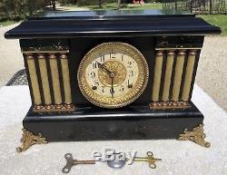 1900's Antique Seth Thomas Mantel Shelf Clock Working Adamantine