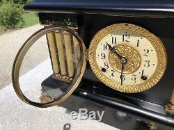 1900's Antique Seth Thomas Mantel Shelf Clock Working Adamantine
