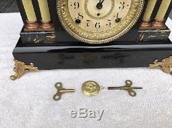 1900's Antique Seth Thomas Mantel Shelf Clock Working Great Adamantine