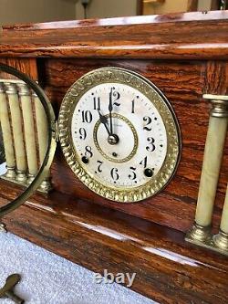 1900s Antique Seth Thomas Adamantine Mantel Shelf Clock Working Correctly