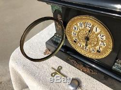 1900s Antique Seth Thomas Mantel Shelf Clock Working Adamantine