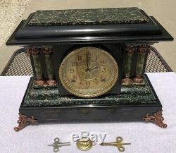 1900s Antique Seth Thomas Mantel Shelf Clock Working Correctly Adamantine