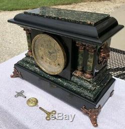 1900s Antique Seth Thomas Mantel Shelf Clock Working Correctly Adamantine