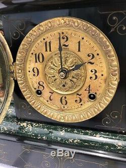 1900s Antique Seth Thomas Mantel Shelf Clock Working Correctly Adamantine