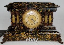 1904 Rare Color Prince Antique Mantel Clock Seth Thomas Marbled Adamantine