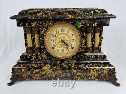 1904 Rare Color Prince Antique Mantel Clock Seth Thomas Marbled Adamantine