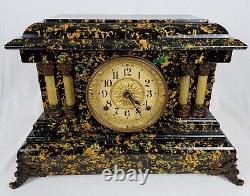 1904 Rare Color Prince Antique Mantel Clock Seth Thomas Marbled Adamantine