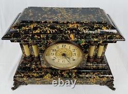 1904 Rare Color Prince Antique Mantel Clock Seth Thomas Marbled Adamantine