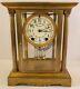 1908 Seth Thomas Brass & Beveled Glass Corinthian Column Crystal Regulator Clock