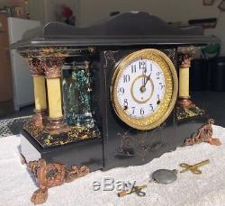 1910's Antique Seth Thomas Mantel Shelf Clock Adamantine Working Great Shasta