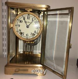 1910s Antique Seth Thomas Crystal Regulator Mantel Clock Working Correctly